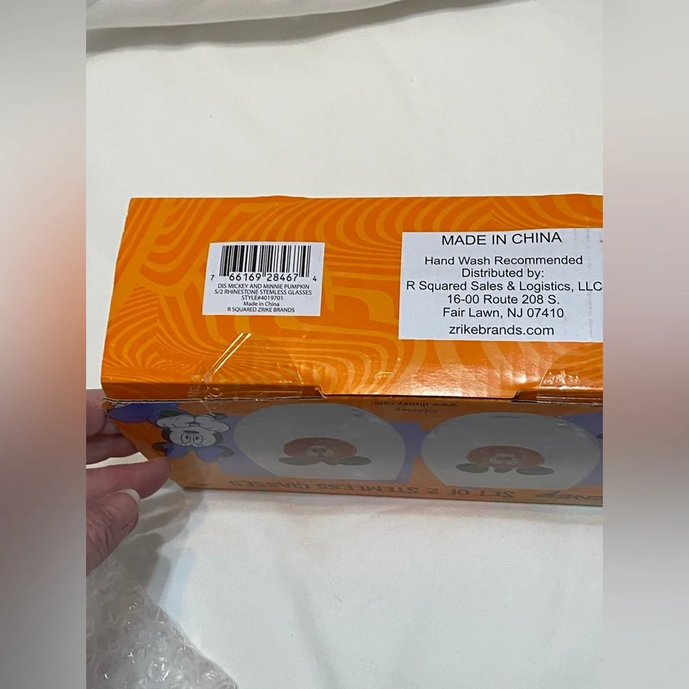 Disney set of 2 stemless glasses sparkly Halloween Themed Mickey and Minnie - Picture 6 of 7